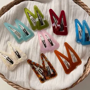 Retro triangle acetate hair clips in eight assorted colors for elegant hair styling