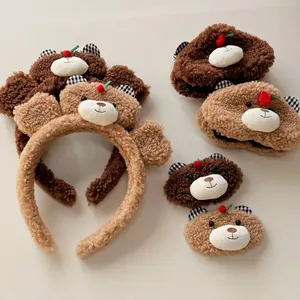Cute Plush Bear Hair Clip For Women Kawaii Teddy Bear Hair Claw Headband Sweet Styling Accessories Girls Gift