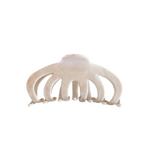 Minimalist marble pattern acetate hair claw clip in creamy white for elegant hair styling