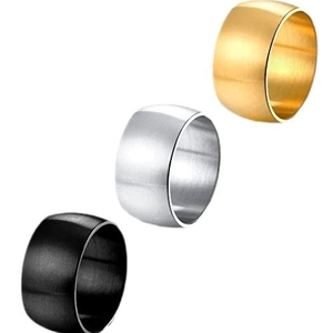 Klassische 12mm breite Titanstahlringe für Herren in Gold, Silber und Schwarz gebürstet