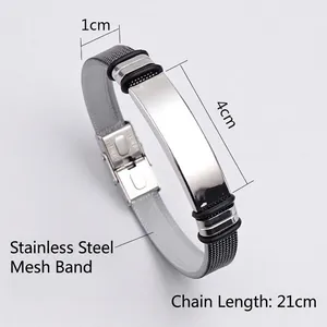 Adjustable stainless steel mesh bracelet watch band style jewelry with 21cm length