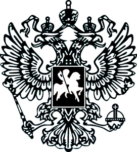 Detailed black and white Russian double-headed eagle crest for steel ring engraving