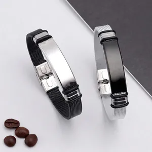 Adjustable Stainless Steel Mesh Bracelet For Men Women Titanium Steel Milanese Mesh Strap Hand Chain Geometric ID Bracelet Jewelry Gift