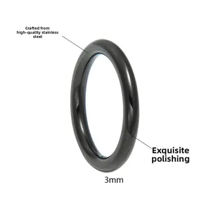 Detailed view of a 3mm polished black stainless steel minimalist ring in high gloss finish