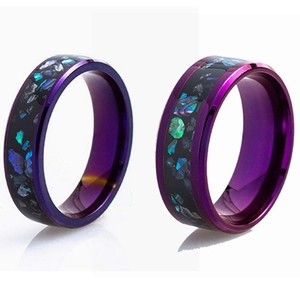 Purple Galaxy Starry Sky Titanium Steel Ring Fashion Unisex Drip Oil Band Ring Jewelry For Men Women Daily Wear Gift