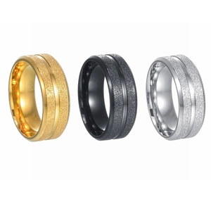 Anelli da uomo 8mm in acciaio inossidabile oro, nero e argento con finitura opaca sabbiata