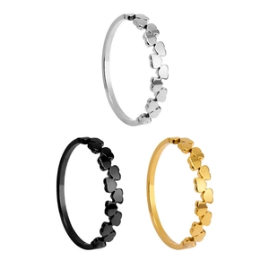 Set of three minimalist heart rings in silver, gold and black finishes for women