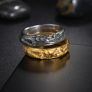 Vintage Stainless Steel Dragon Relief Ring For Men Women Oriental Style Embossed Totem Gold Silver Finger Band Fashion Jewelry