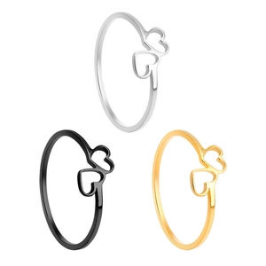 Minimalist stainless steel heart rings set in silver, black and gold finishes