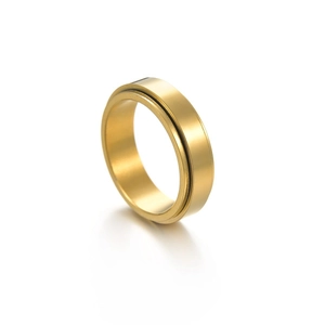 Minimalist 6mm golden spinner ring with high polish finish for stress relief