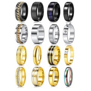 Stainless Steel Rings For Men Mixed Style Vintage Punk Anxiety Spinner Rainbow Matte Wedding Finger Jewelry Collection