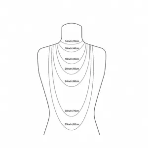 Guida alle taglie con confronto lunghezze collana da 35 cm a 82 cm su una silhouette