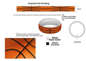 Bague rotative basket 8mm montrant les dimensions techniques et l'impression UV nette