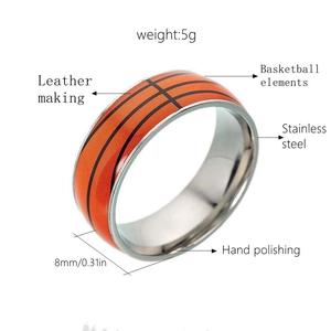 Dettaglio anello basket in acciaio inossidabile da 8mm con peso 5g e lucidatura manuale