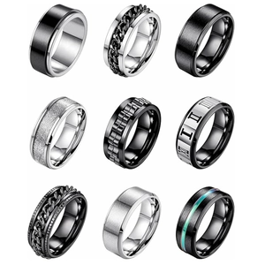 Herren Edelstahl Spinner Ringe Set Geometrisch Anti Angst Drehbar Dekompression Fingerring Modeschmuck Geschenk