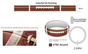 Dessin technique d'une bague de football américain de 8mm avec impression UV et détails