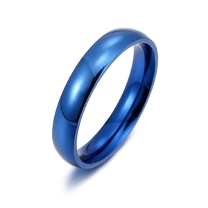 Polierter blauer Titanstahlring mit minimalistischem Spiegelglanz für Damen und Herren