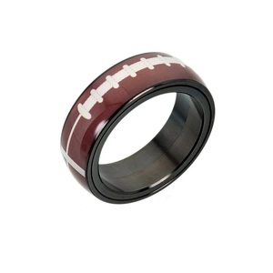 Bague rotative de football américain avec texture en cuir et coutures blanches pour hommes