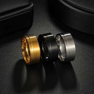 Minimalist Titanium Steel Wedding Ring For Men Women Gold Silver Black Brushed Groove Fashion Jewelry Plain Band Ring