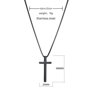 Detailed size specifications for the 60cm black stainless steel cross pendant necklace