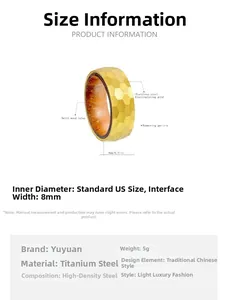 Detail showing 8mm titanium steel band with hammered pattern and wood inlay texture