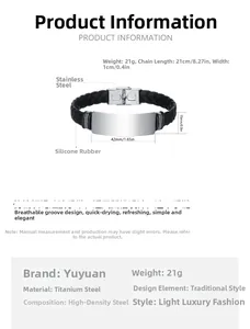 Detailsicht des schwarzen Silikonarmbands für Herren mit silberner Edelstahl-Metallplatte