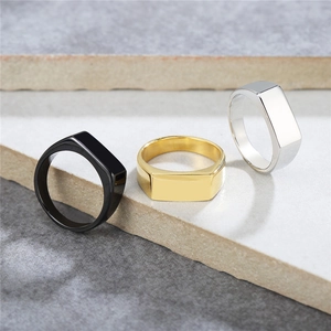 Anello A Sigillo Minimalista In Acciaio Inossidabile Lucidato Fascia Geometrica Gioielli Di Moda Per Uomini E Donne