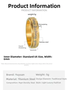 Nahaufnahme vom 6mm Gold-Titanstahl-Drehring mit graviertem Motivationsspruch
