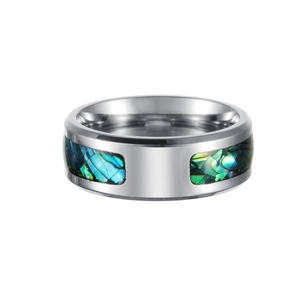 Men's Titanium Steel Abalone Shell Inlaid Ring Western Style Cross Band Ring For Men Women Casual Fashion Jewelry