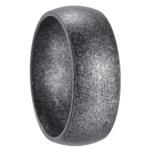 Vintage oxidized silver mens dome ring with textured matte finish and rugged industrial style