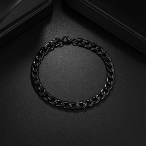 Mattschwarzes Herren-Panzerarmband aus Edelstahl mit sicherem Karabinerverschluss
