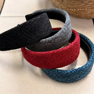 Set di cerchietti spessi stile francese in quattro colori con tessuto intrecciato