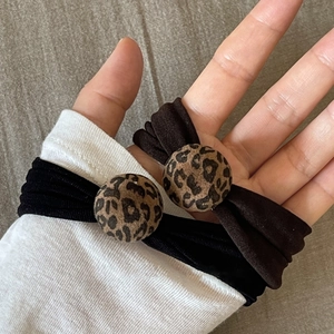 Leopard Print Ball Hair Tie High Elasticity Durable Hair Rope Retro Korean Style Fabric Scrunchie Hair Accessories For Women