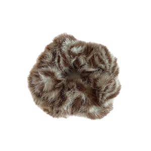 Fuzzy leopard print faux fur scrunchie with high elasticity plush velvet hair tie