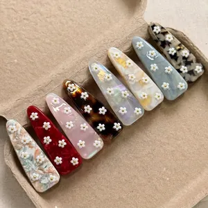 Fermaglio per Capelli a Fiore in Acetato Stile Coreano Molletta a Becco d'Anatra Retro Floreale Accessori per Capelli da Donna