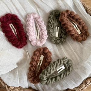 Handmade Crochet Woolen Yarn BB Hair Clips Sweet Korean Style Candy Color Wave Edge Autumn Winter Hair Accessories For Women Girls