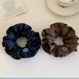 Vintage Polka Dot Scrunchies Large Intestine Hair Ties For Women Retro Fabric Elastic Hair Bands Headwear Accessories
