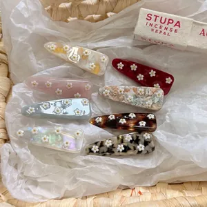 Set di fermagli per capelli in acetato con fiori in stile coreano in vari colori per donna