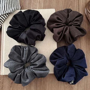 Korean Style Large Fabric Scrunchies Twill Texture Denim Feel Hair Ties Solid Color Elastic Hair Bands For Women Girls