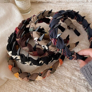 Knitted fabric headband with non-slip tooth comb in various vintage autumn colors