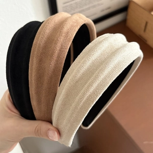 Women's Korean Velvet Padded Headband Wide Brim Sponge High Top Hair Band Elegant Solid Color Vintage Hair Accessories