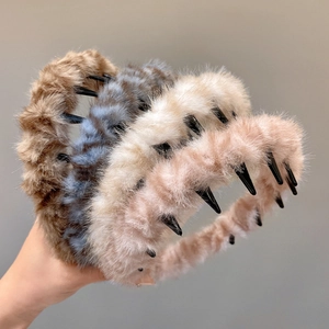 Koreanischer Stil Leopardenmuster Plüsch Haarreifen Gestreift Kunstpelz Twist High Cranial Top Haarschmuck Für Damen Mode Kopfbedeckung