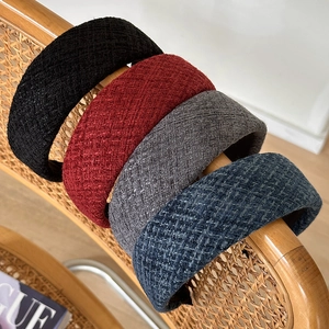 Serre-tête Rembourré en Tweed Vintage pour Femmes Design Haut Élégant à Carreaux Bandeau Cheveux en Tissu Accessoires Mode
