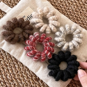 Élastiques à Cheveux en Peluche Cordon de Téléphone pour Femmes Automne Hiver Corde à Cheveux en Spirale Haute Élasticité