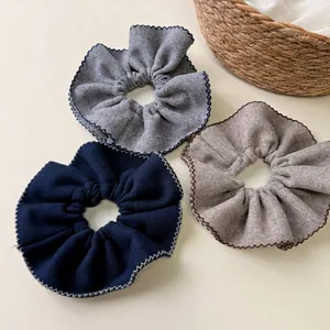 Oversized Knitted Fabric Scrunchies For Women Handmade Ribbed Wavy Edge Hair Ties Korean Style Elastic Hair Bands Accessories