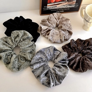 Herbst Winter Geknittert Stoff Scrunchies Für Damen Elegant Groß Handgefertigt Haargummi Einfarbig Mode Haarbänder Zubehör