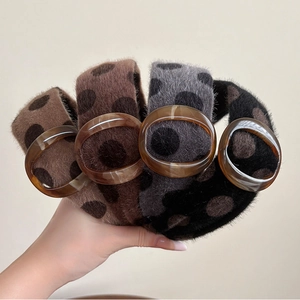 Polka dot wide headband with amber resin buckle in multiple warm winter colors