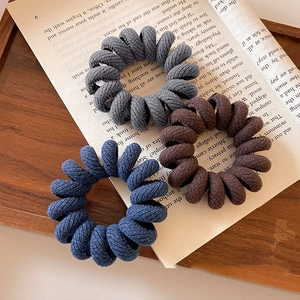 Élastiques à Cheveux Fil Téléphone Vintage Couleur Unie pour Femmes Automne Hiver Enveloppés de Tissu Spirale
