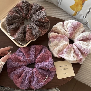 Knitted Wool Scrunchies Elastic Hair Ties For Women Autumn Winter Korean Lazy Style Large Hair Rings Soft Plush Hair Accessories