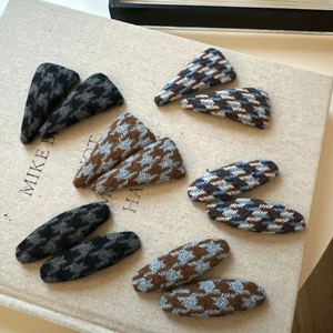 Barrette à Cheveux Tricotée Pied de Poule Vintage Femmes Filles Élégante Triangle Ovale BB Pince Accessoires Cheveux Hiver